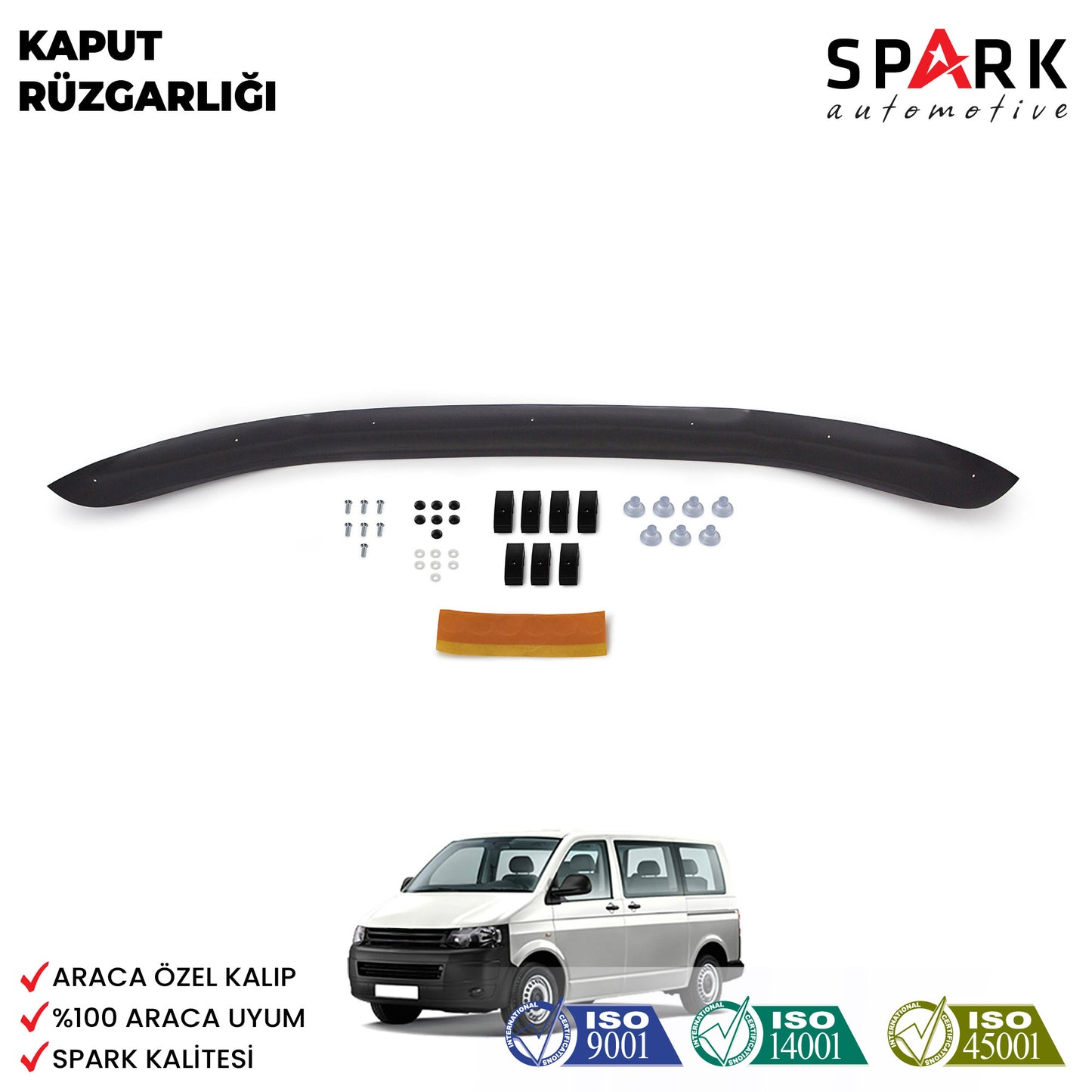 Volkswagen Transporter T5 2009-2014 Yıl Aralığı Uyumlu Kaput Rüzgarlığı 3mm