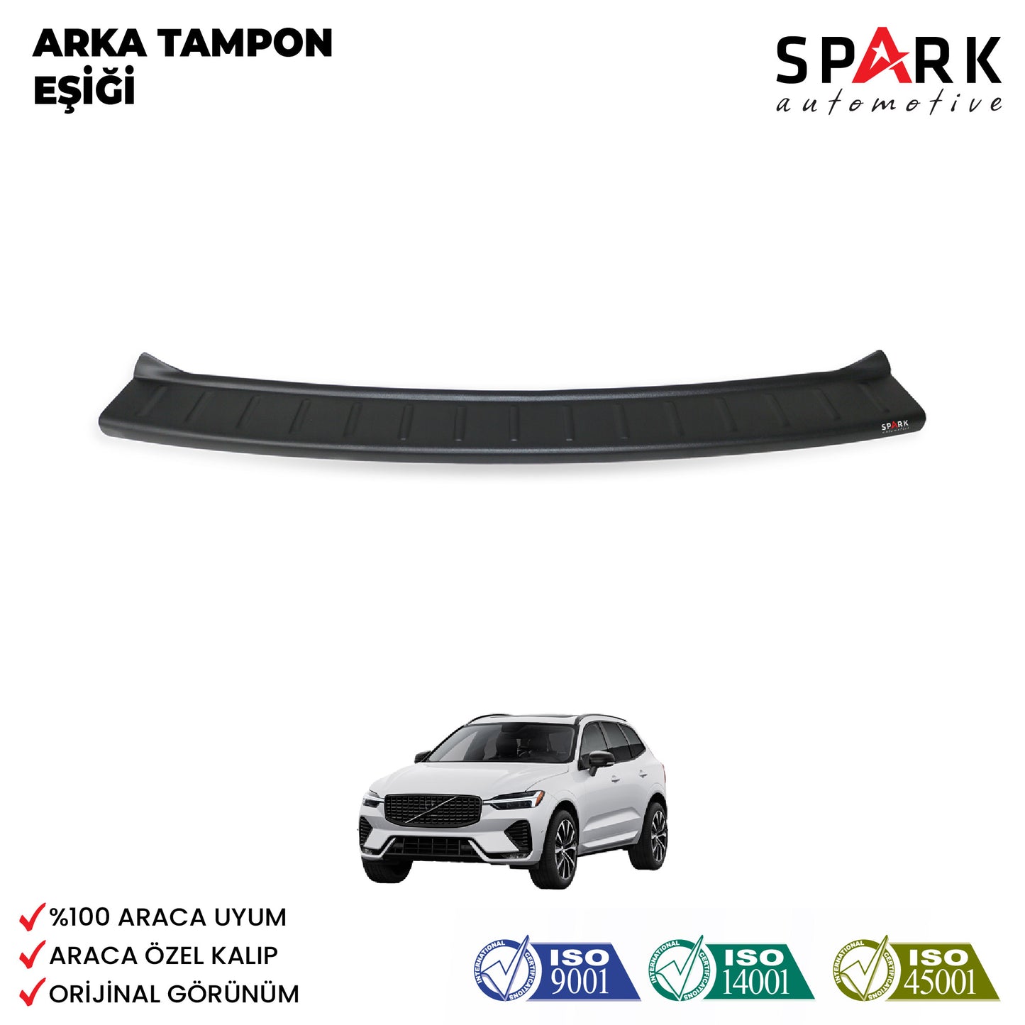Volvo XC60 2017- Yılı ve Sonrası Uyumlu Arka Tampon Eşiği Mat